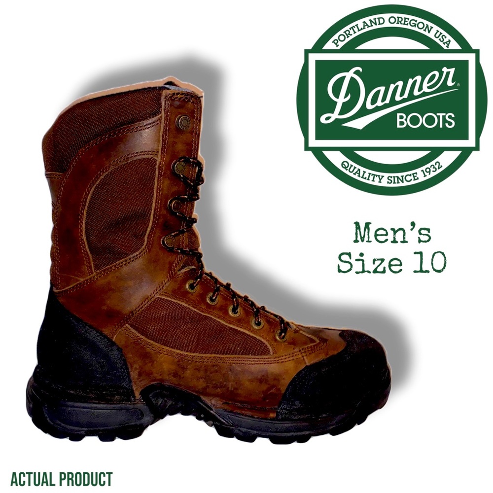 Danner Mens Size 10 Prong Horn Leather Brown Gore-Tex Hard Toe Outdoors Boots